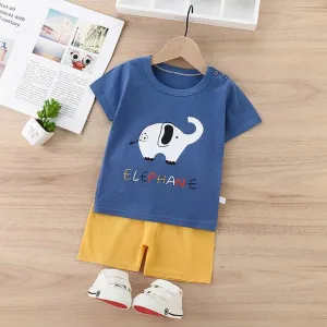 2pcs Cute Cartoon Print T-shirt and Pants