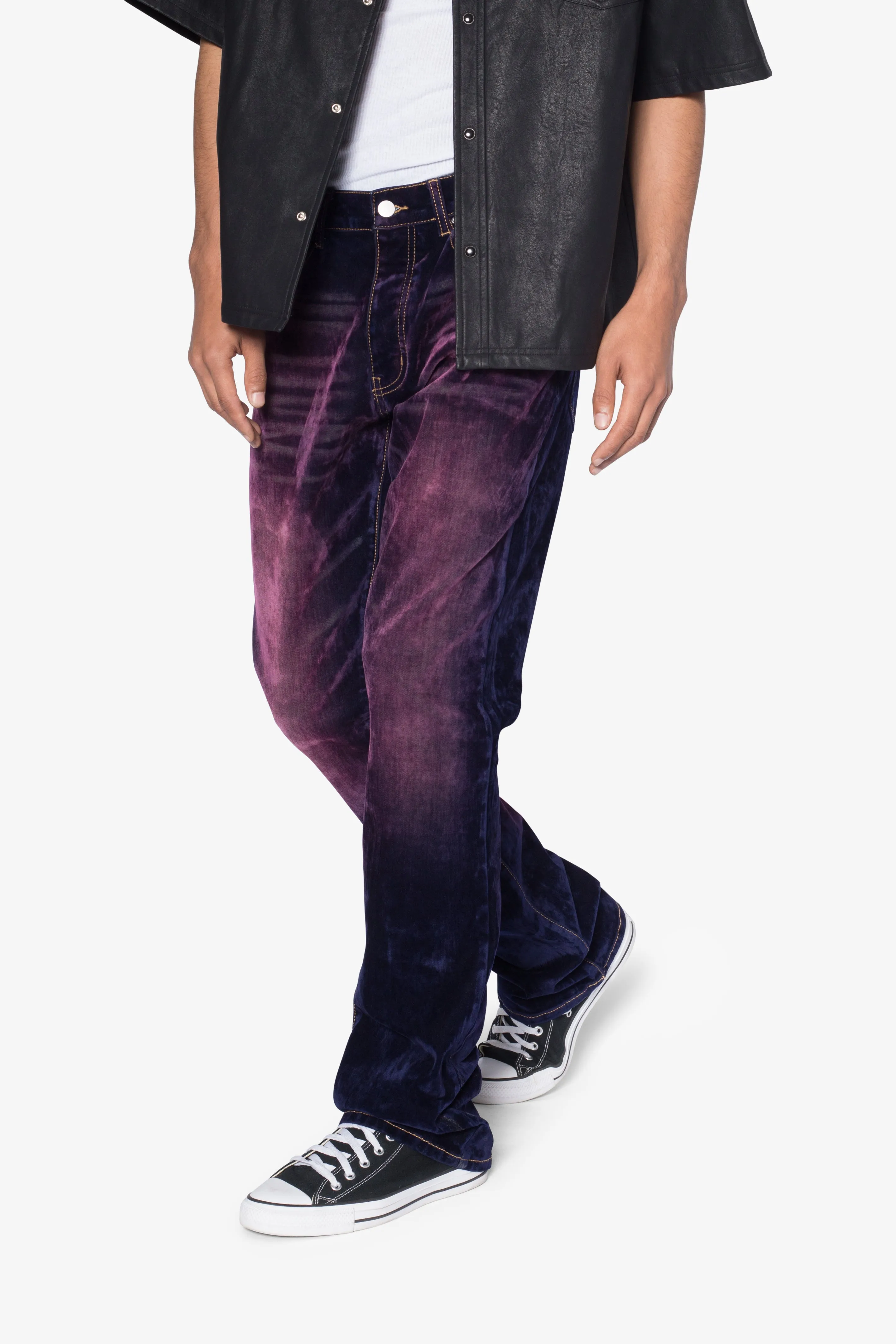 B577 Suede Flare Denim - Purple