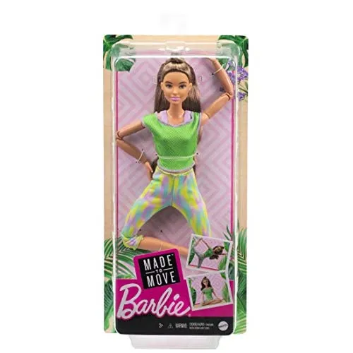 Barbie Made to Move Doll with 22 Flexible Joints and Long Wavy Brunette Hair