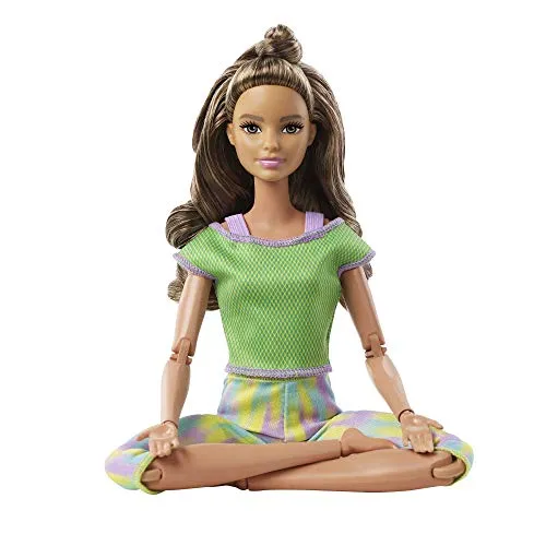 Barbie Made to Move Doll with 22 Flexible Joints and Long Wavy Brunette Hair