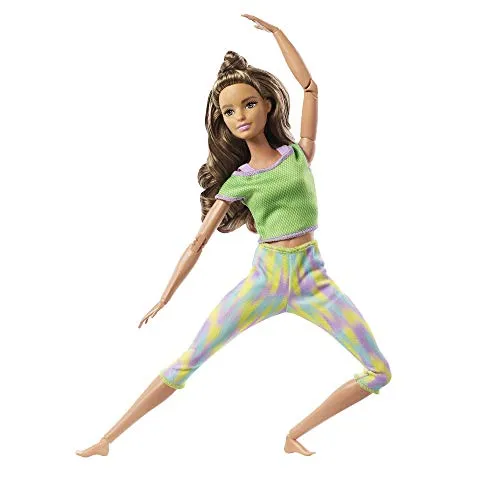 Barbie Made to Move Doll with 22 Flexible Joints and Long Wavy Brunette Hair