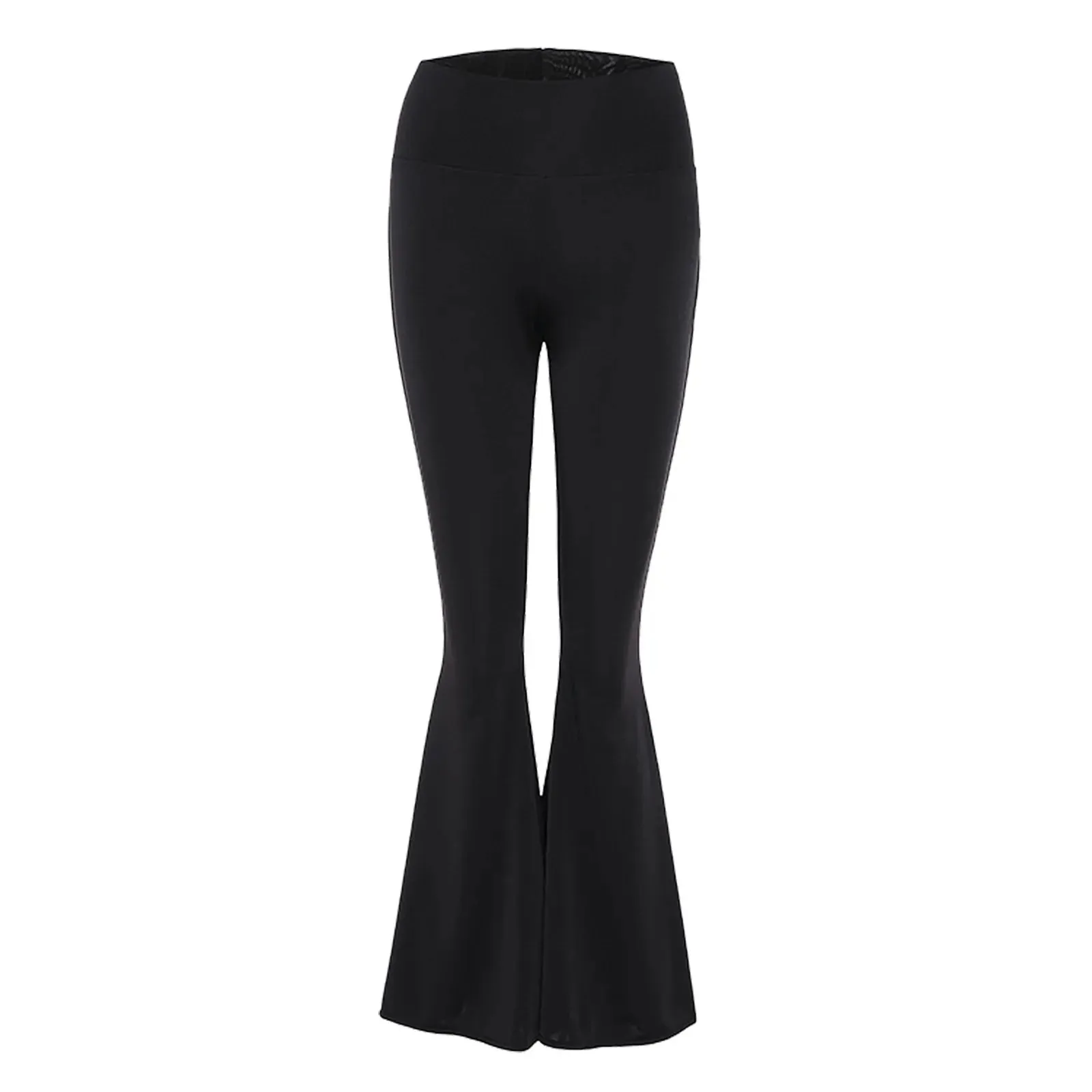 Black High Waist Wide Leg Palazzo Bell Bottom Yoga Flare Comfy Trousers Fashionable Pants