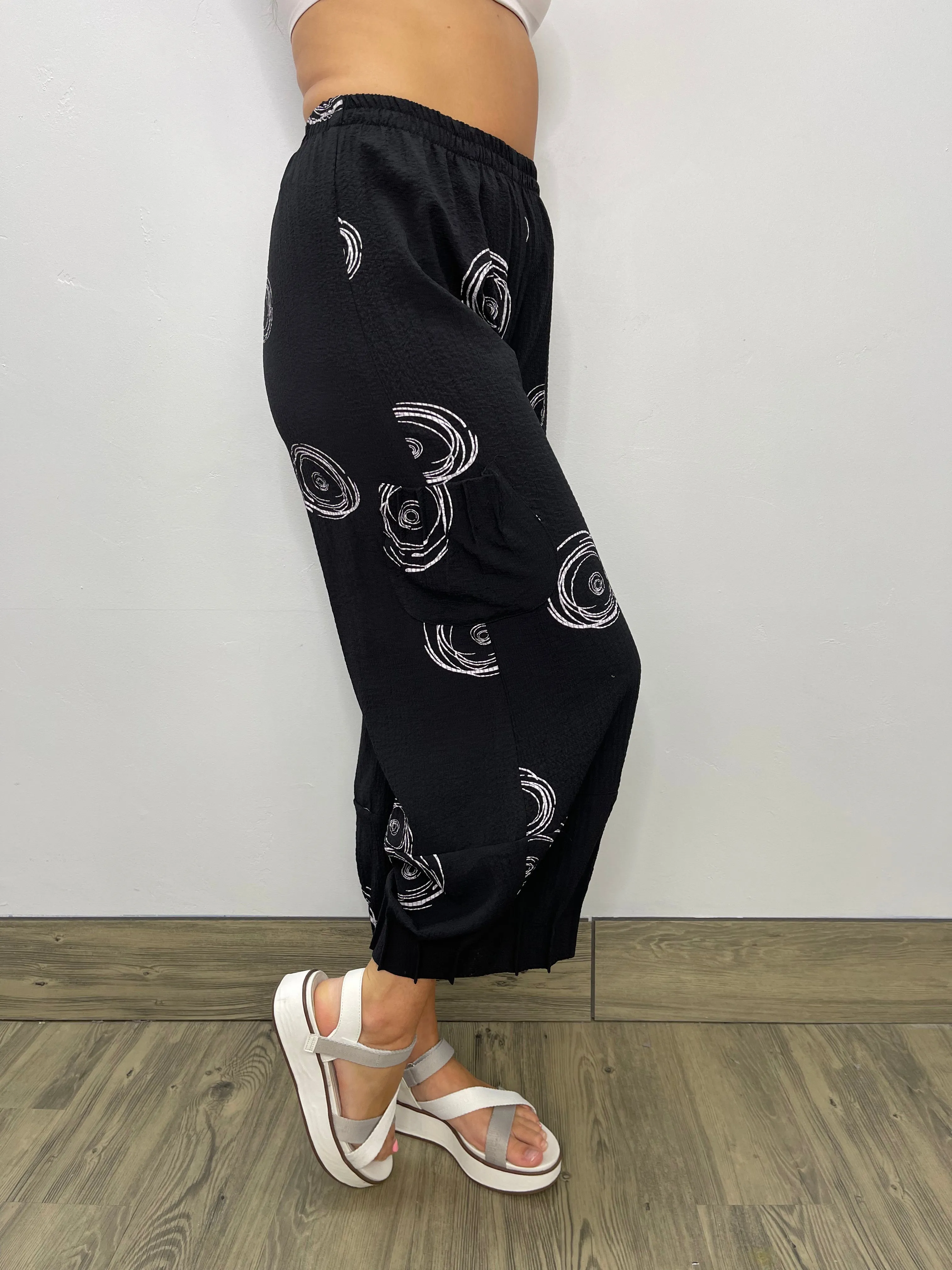 Black Straight Pant with Swirls