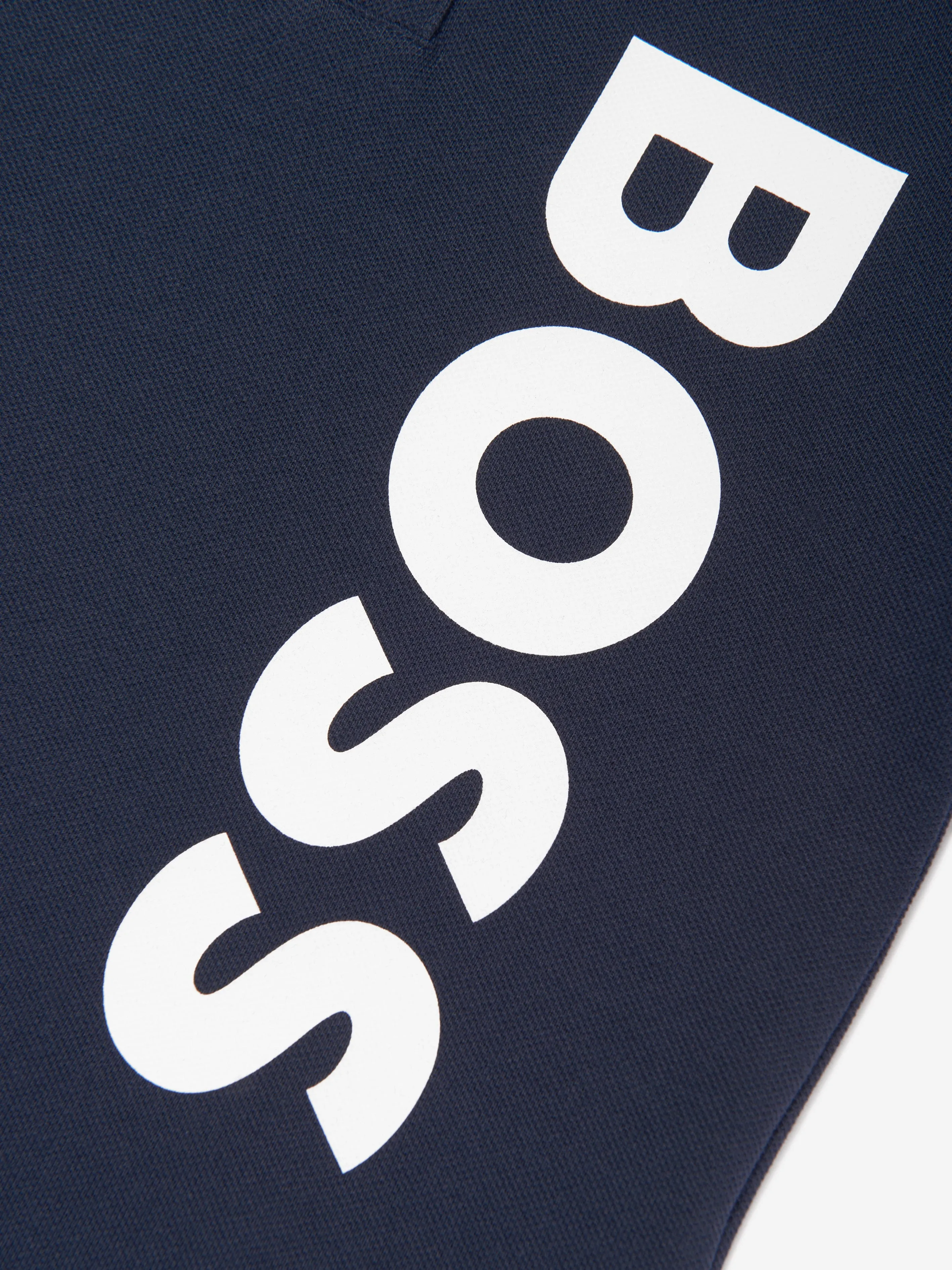 BOSS Boys Logo Print Polo Shirt in Navy