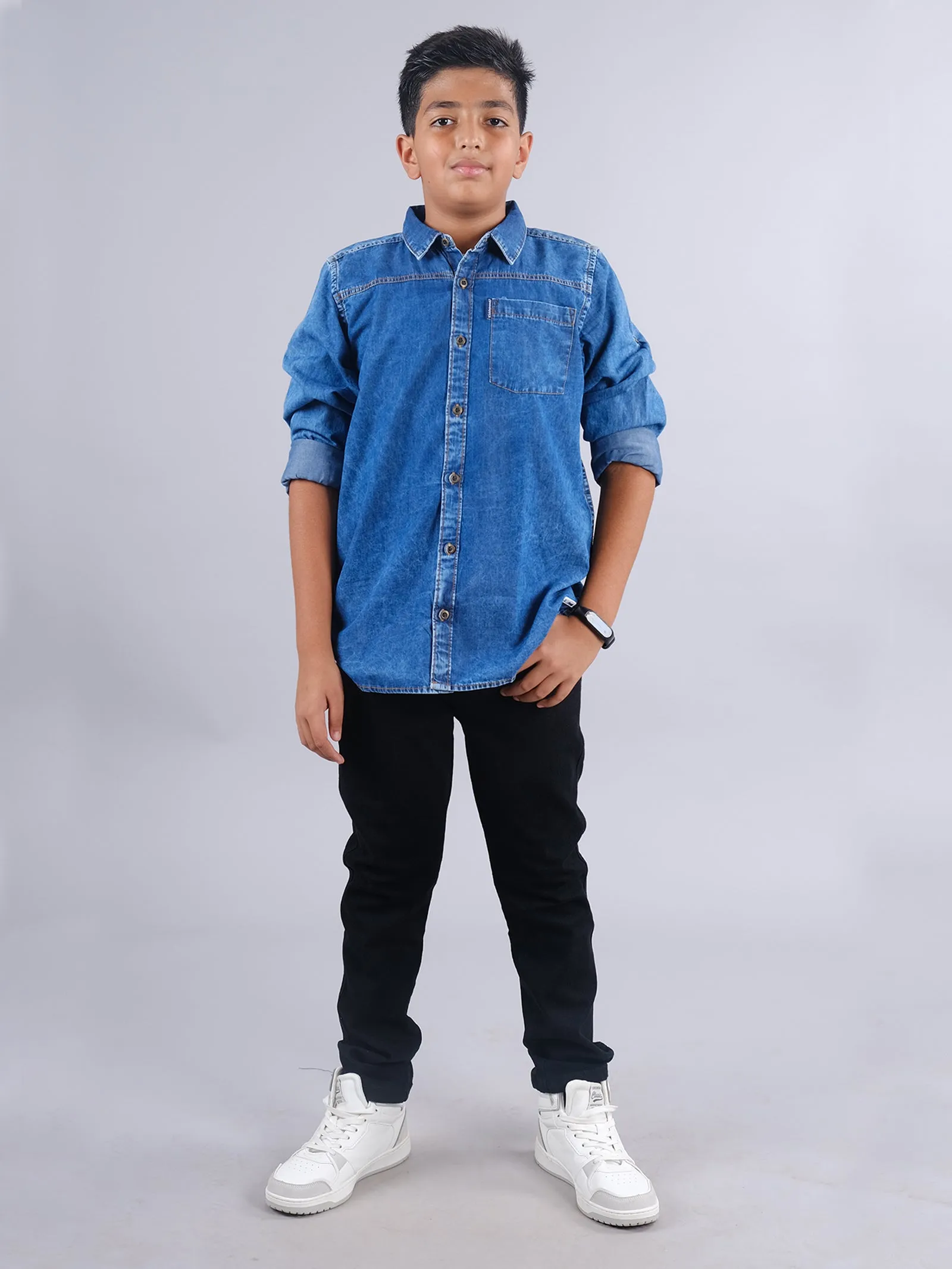 Boys Full Sleeve Denim Shirt & Denim Pant Set