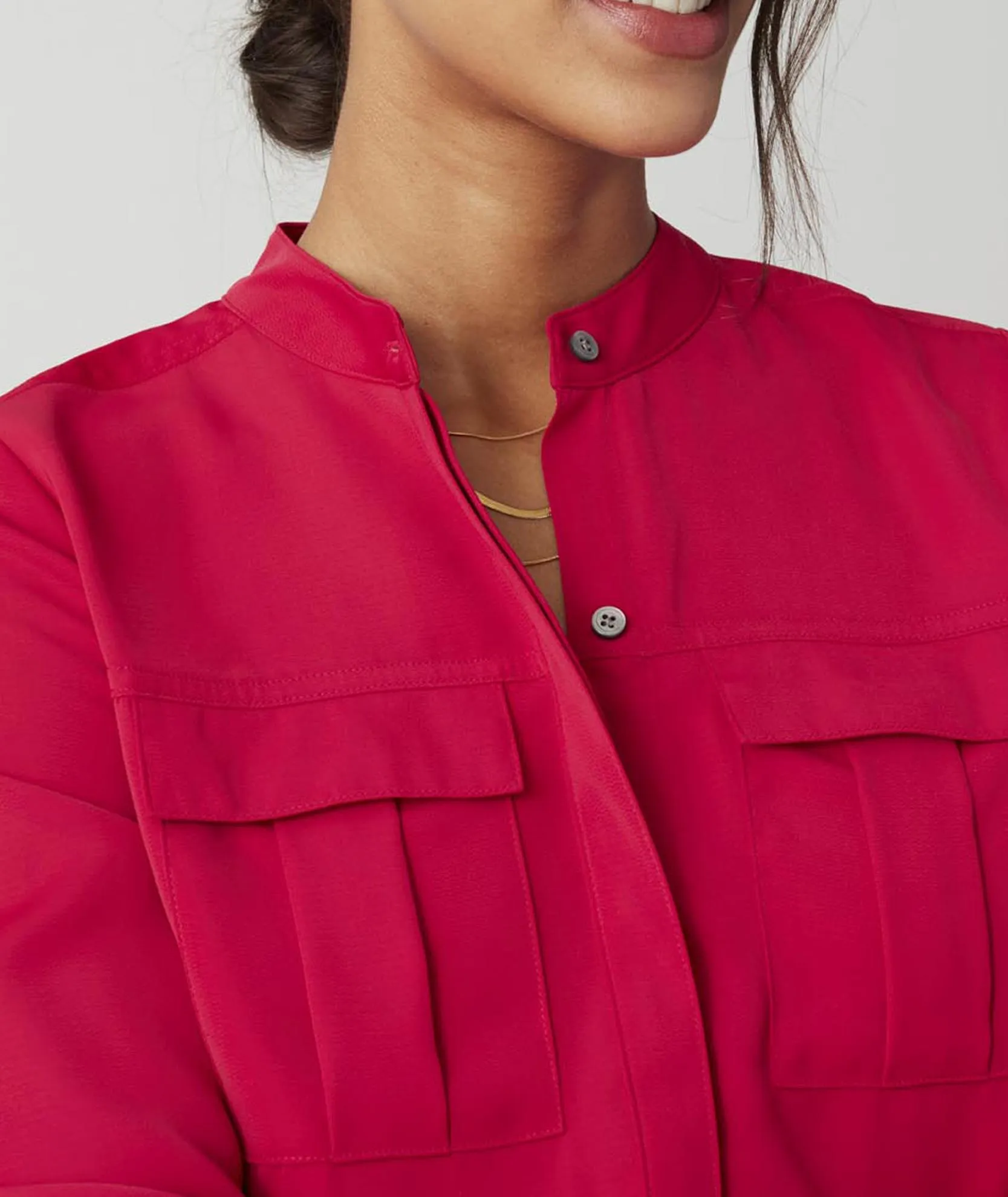 Collarless Double-Pocket Gloria Shirt