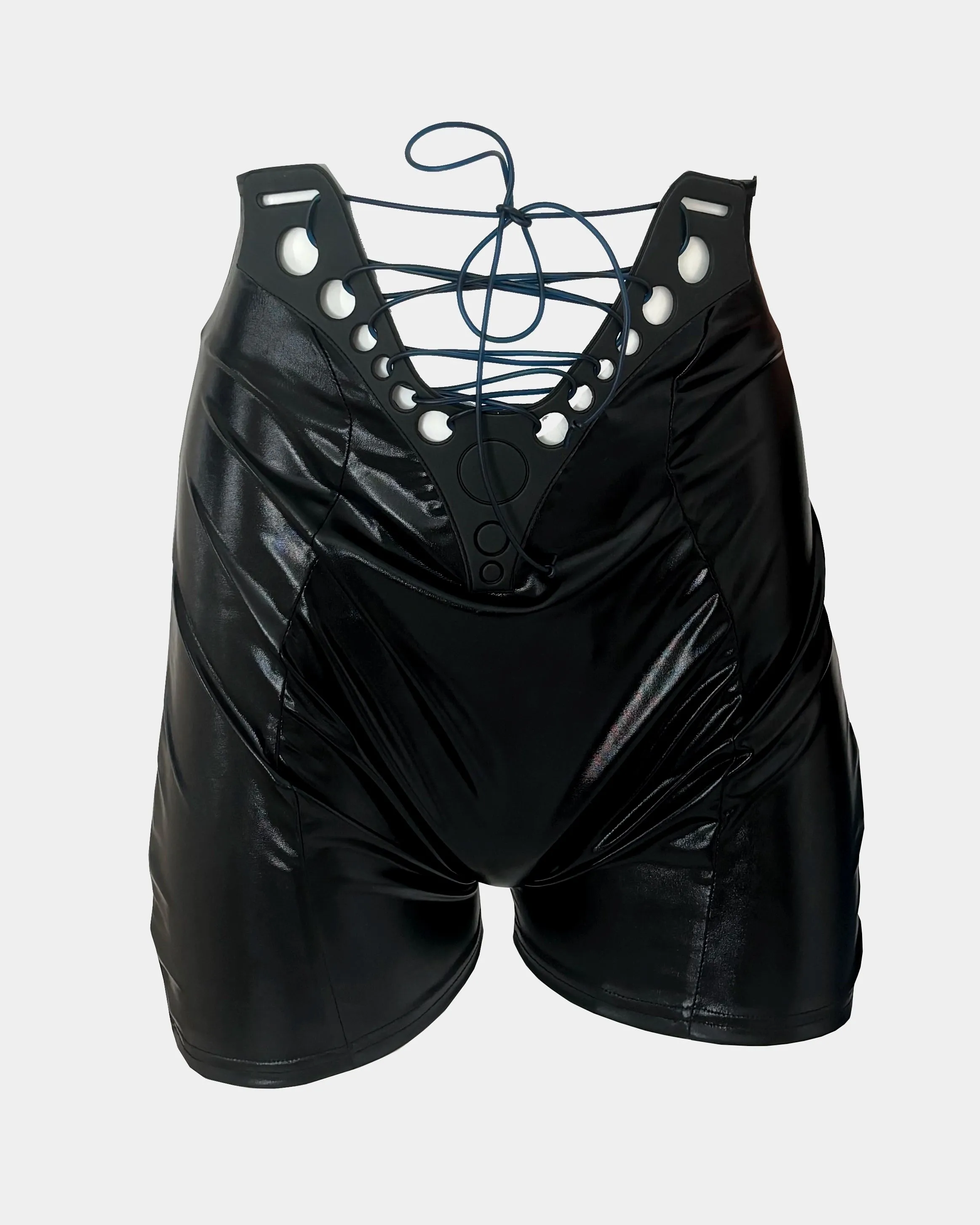 CYBAURA CORSET PANTS BLACK WET LOOK