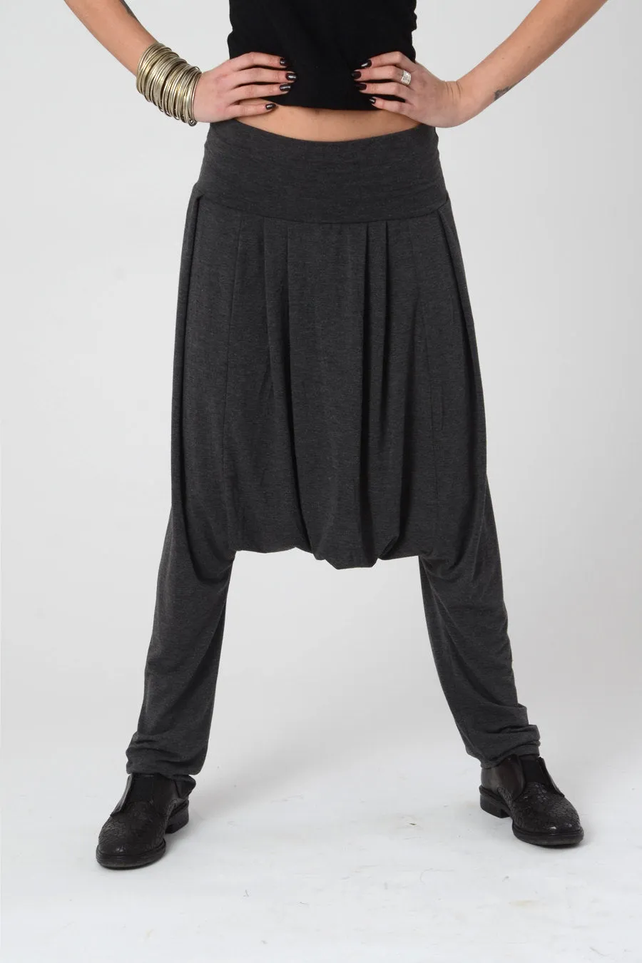 Dark Grey Drop Crotch Harem Pants