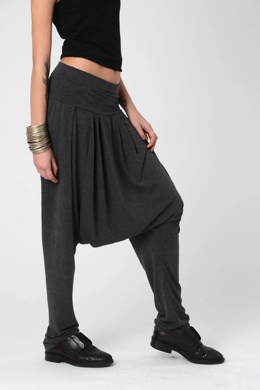 Dark Grey Drop Crotch Harem Pants