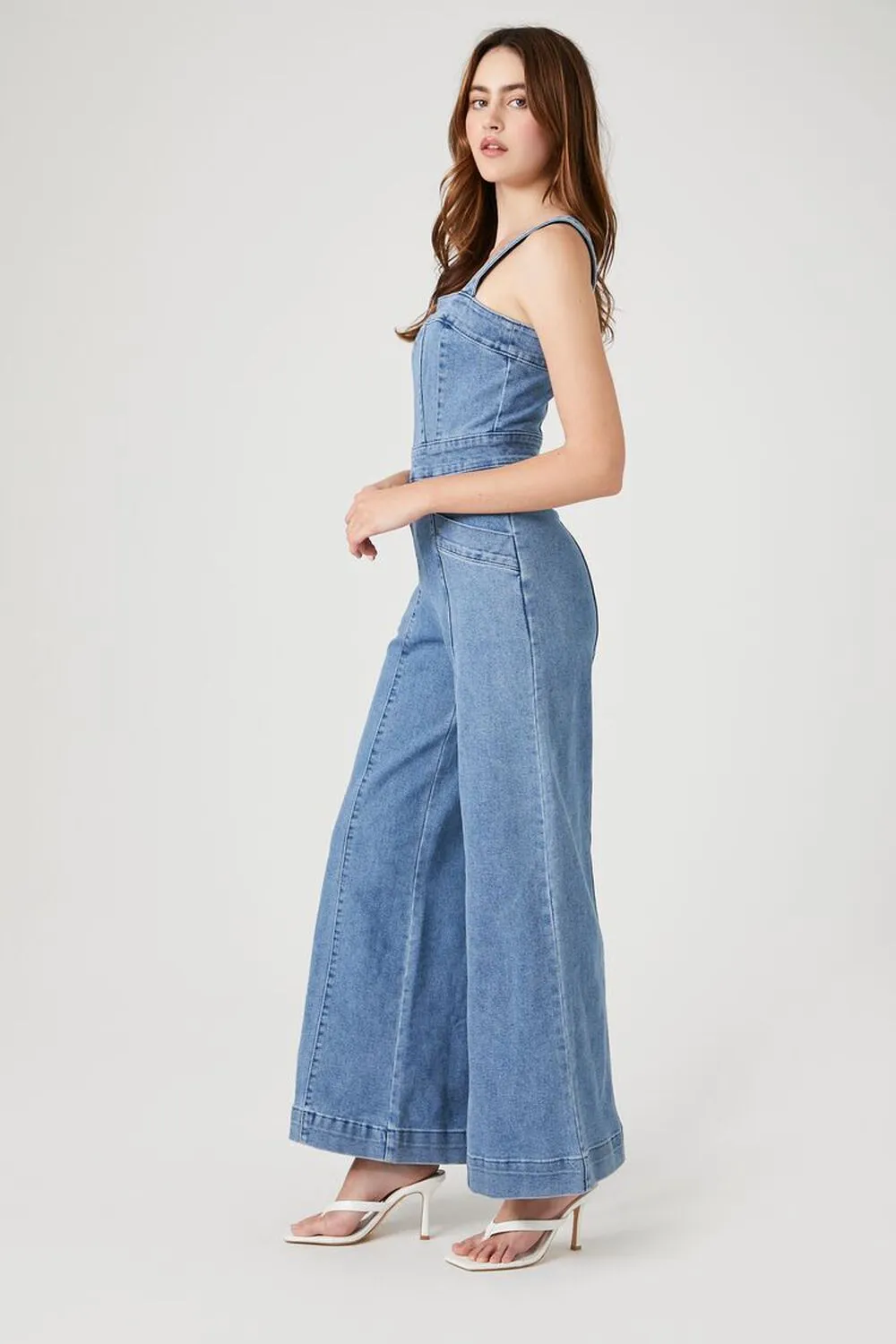 Forever 21 wide denim overalls, denim