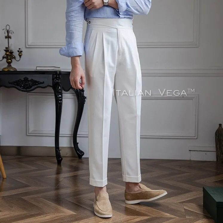 Frost White Classic Buttoned Formal Gurkha Pants by ITALIAN VEGA®