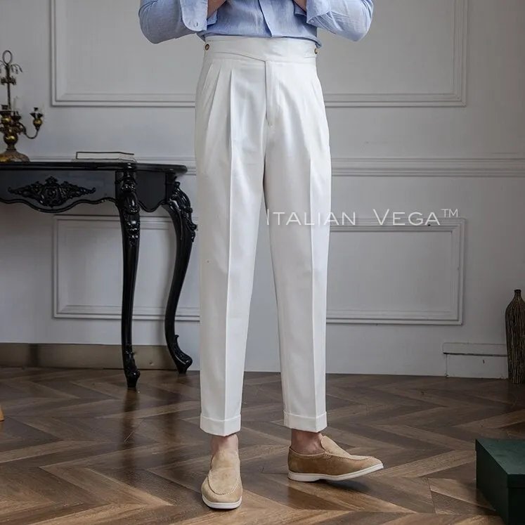 Frost White Classic Buttoned Formal Gurkha Pants by ITALIAN VEGA®