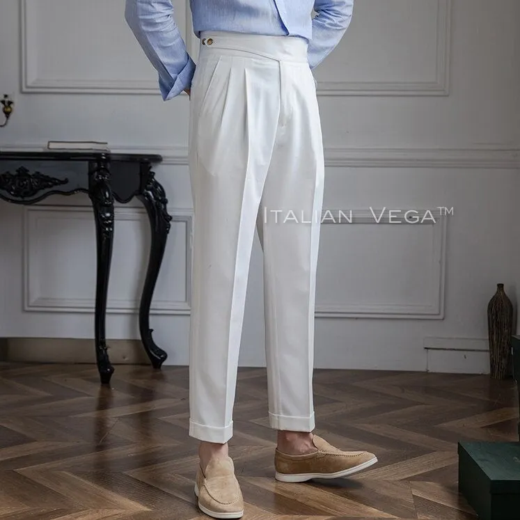 Frost White Classic Buttoned Formal Gurkha Pants by ITALIAN VEGA®