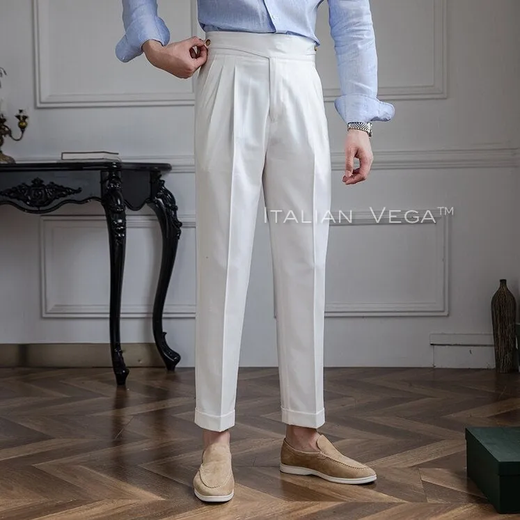 Frost White Classic Buttoned Formal Gurkha Pants by ITALIAN VEGA®