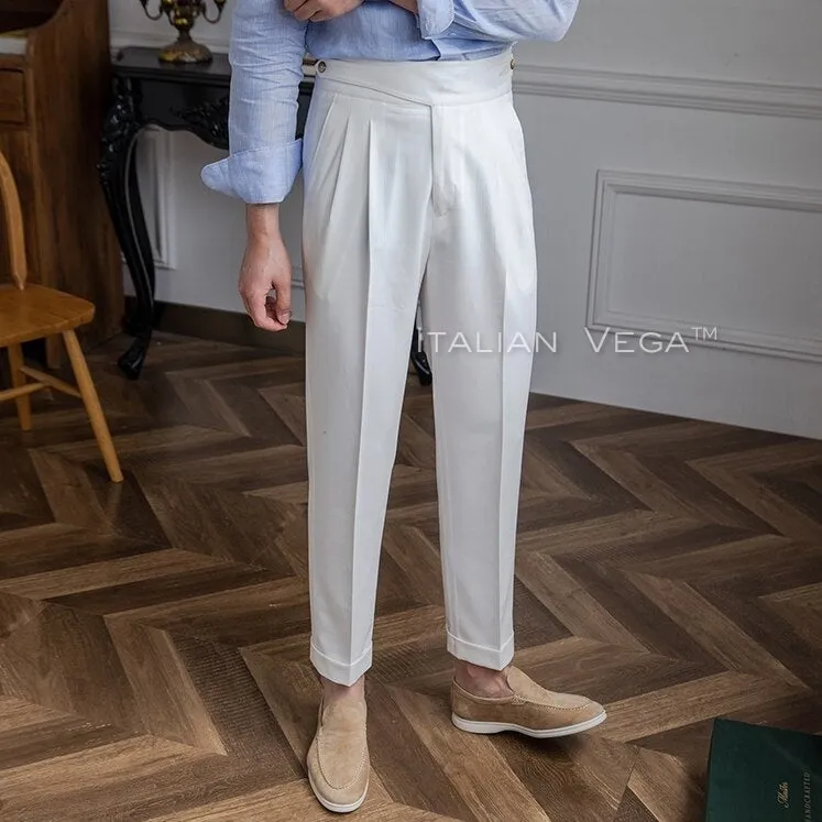 Frost White Classic Buttoned Formal Gurkha Pants by ITALIAN VEGA®