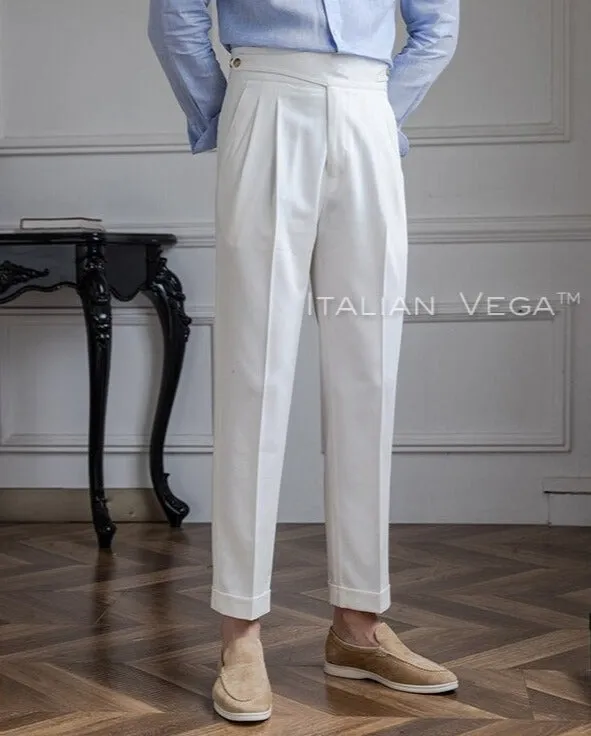 Frost White Classic Buttoned Formal Gurkha Pants by ITALIAN VEGA®