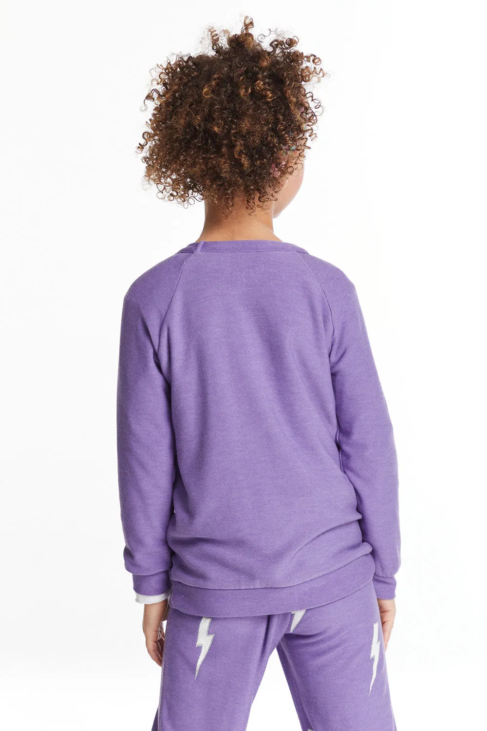 Glitter Bolt Girls Raglan Pullover