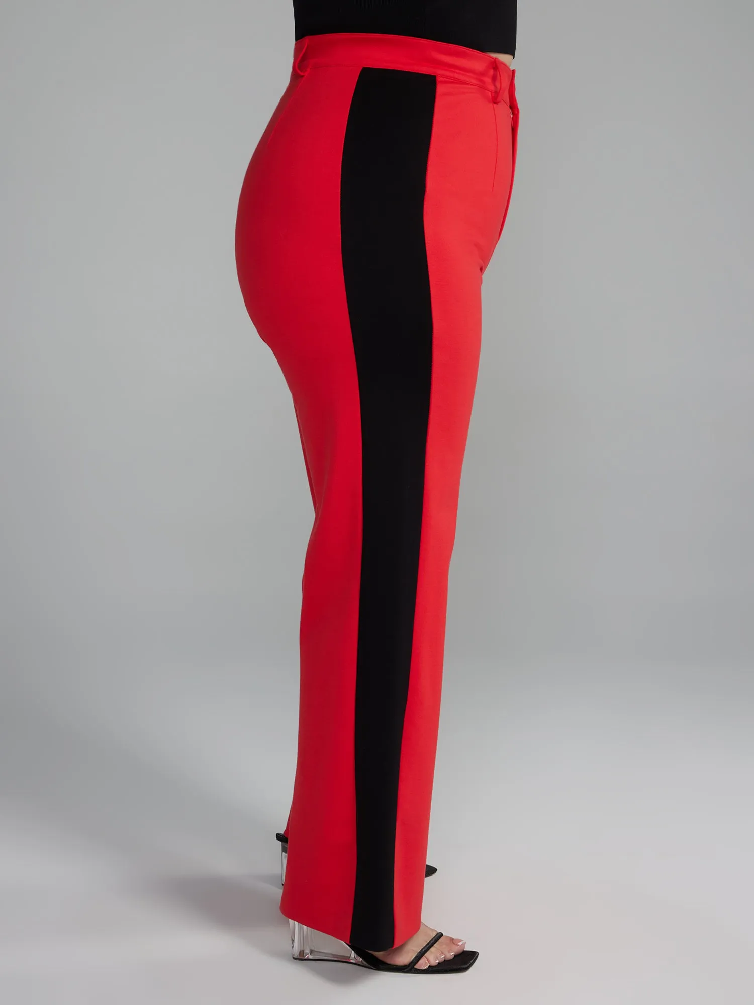 High Rise Side Stripe Straight Leg Pants