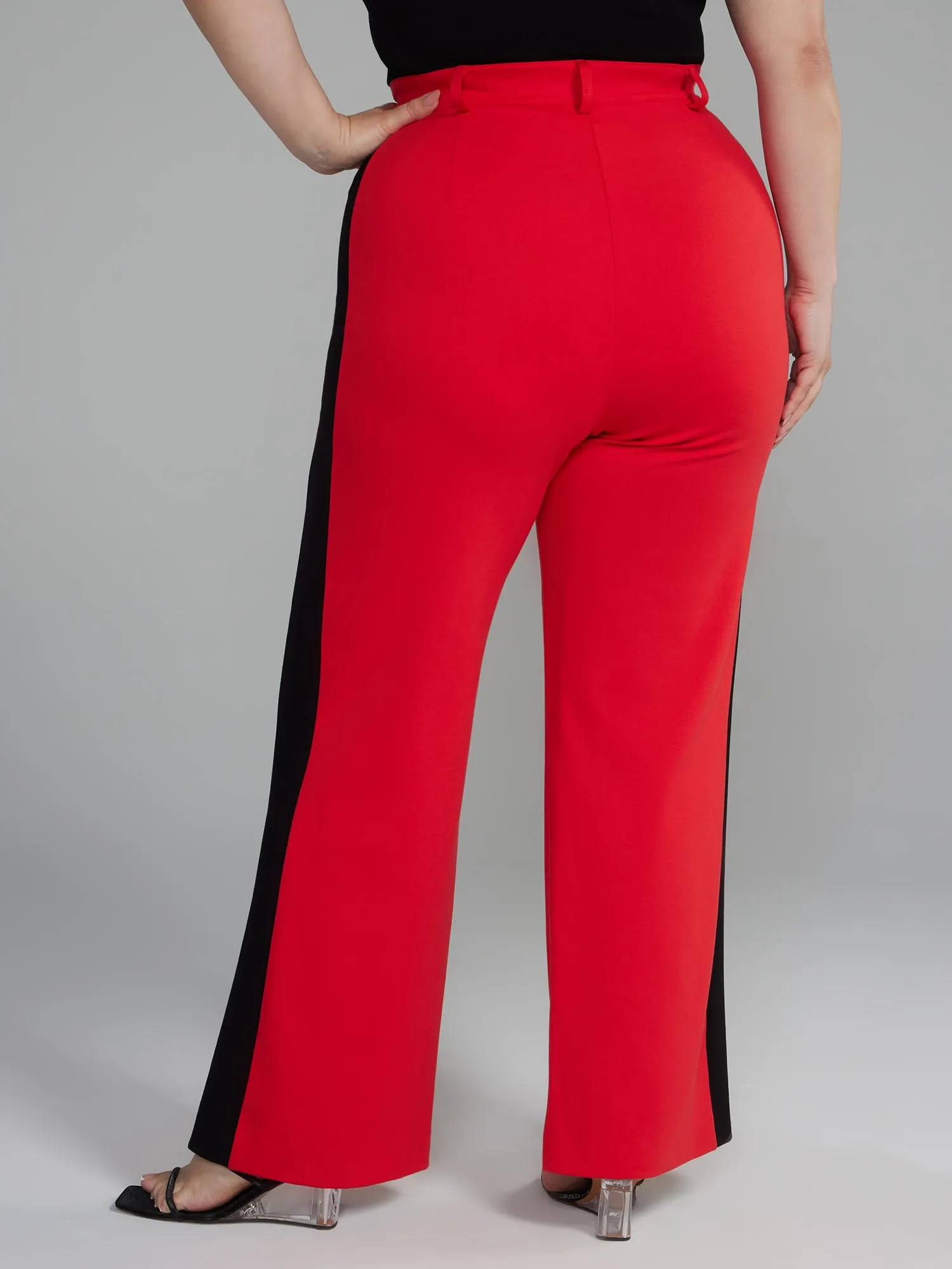 High Rise Side Stripe Straight Leg Pants