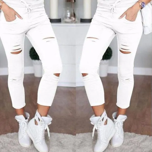 High Waist Hollow Hole Pencil Pants