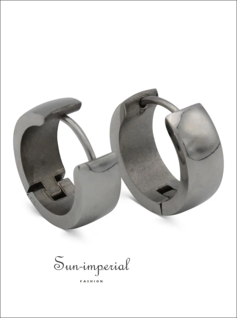 Huggie Hoop Earrings Stainless Steel Plain & Rounded Design