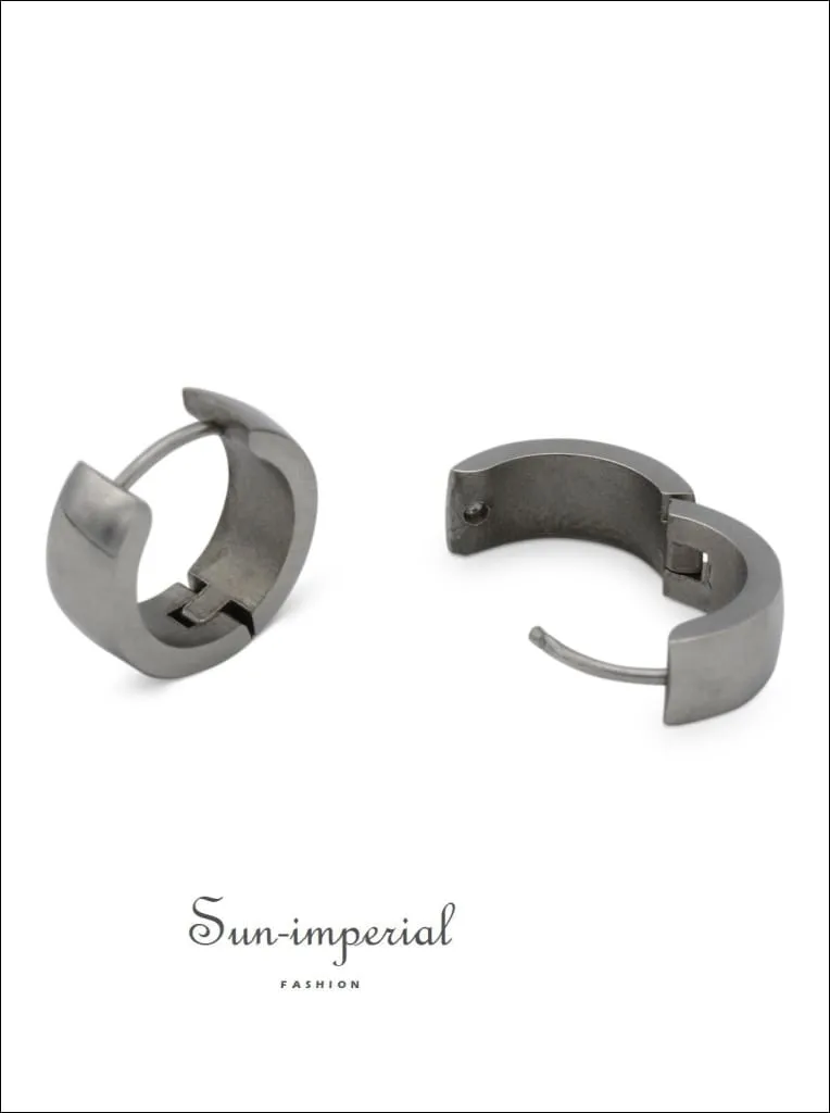 Huggie Hoop Earrings Stainless Steel Plain & Rounded Design