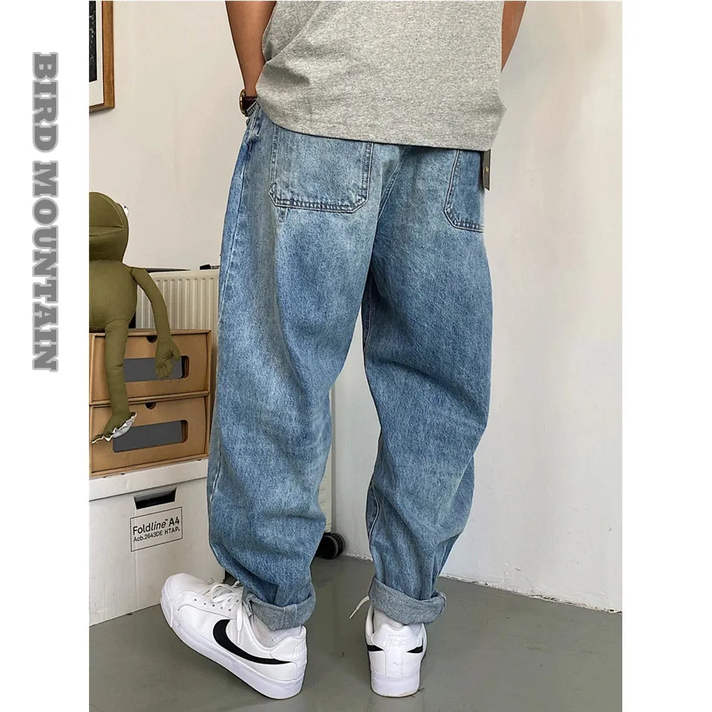 Japanese Streetwear Retro Casual Denim Cargo Pants - Loose Straight Harem Trousers