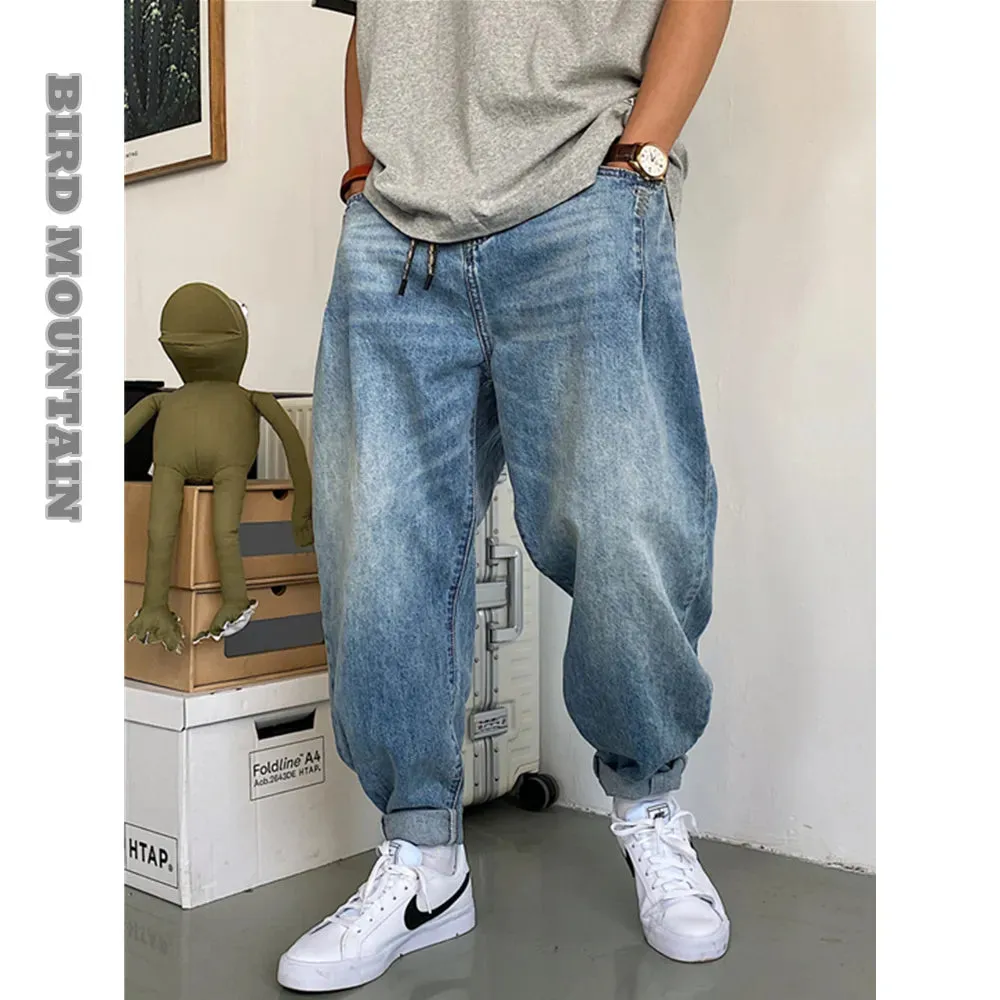 Japanese Streetwear Retro Casual Denim Cargo Pants - Loose Straight Harem Trousers