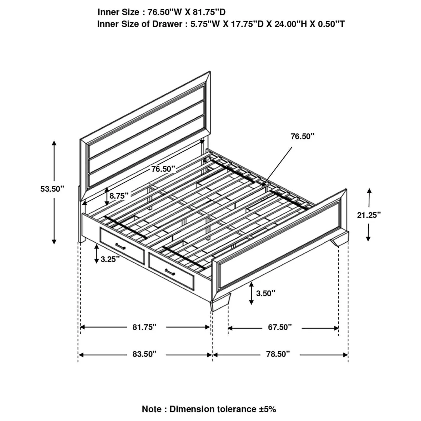 Kauffman Eastern King Panel Bed Dark Cocoa