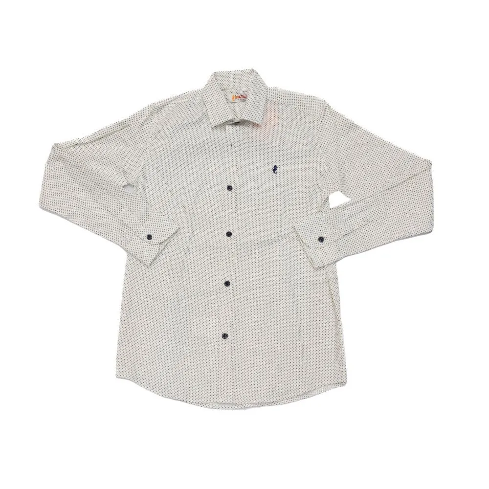 Kiddie Couture - Boys White/Navy Spots Classic Shirt