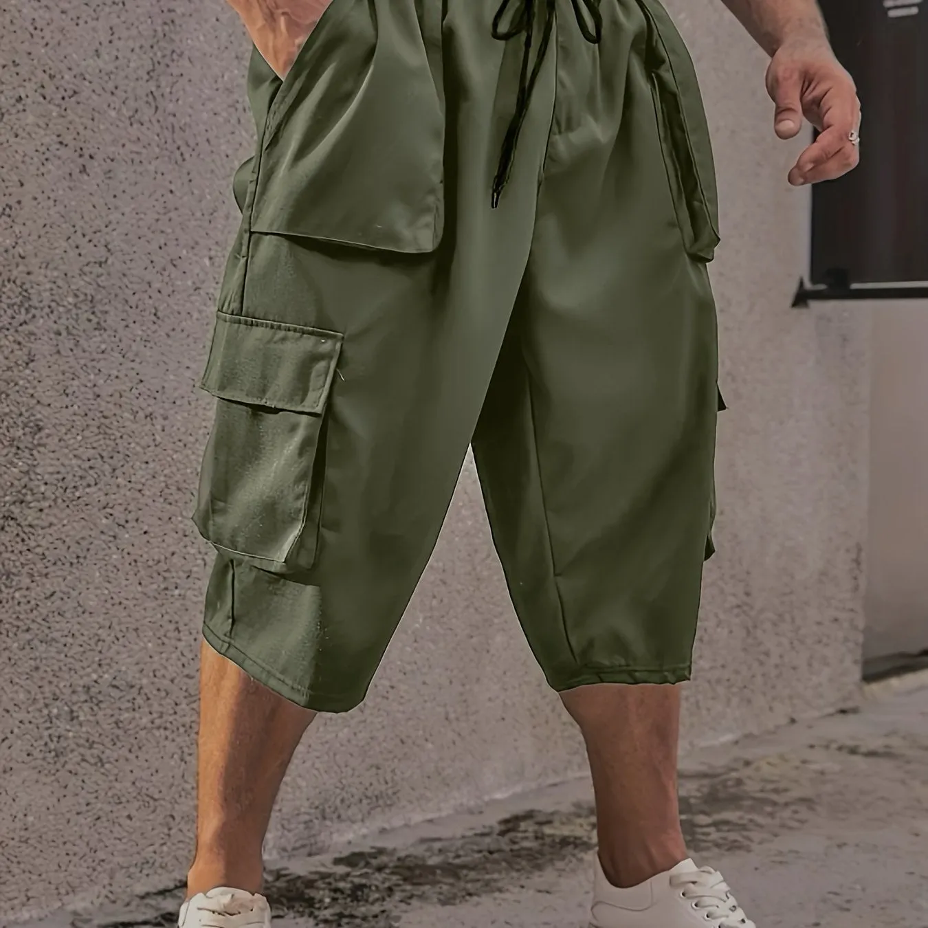 Large Plus Size Mens Comfortable Cargo Pants - Breathable, Loose Fit, Drawstring Waist, Multiple Pockets, Soft Fabric, Perfect for Casual Outdoor Activities - Comfy Relaxed Style