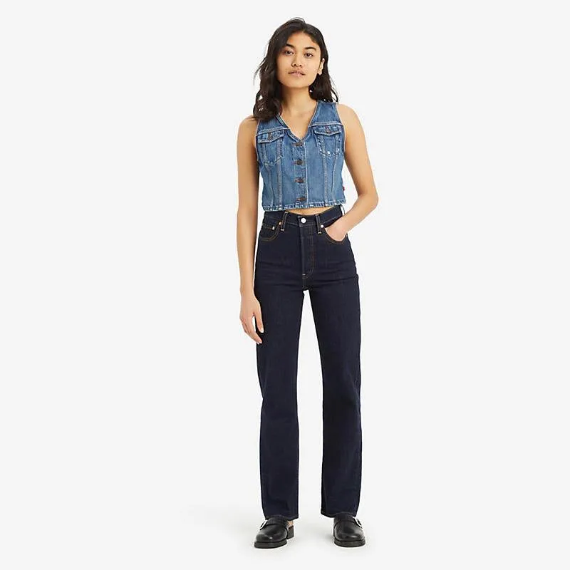 Levis Ribcage Full Length Jeans in Small Course Wash