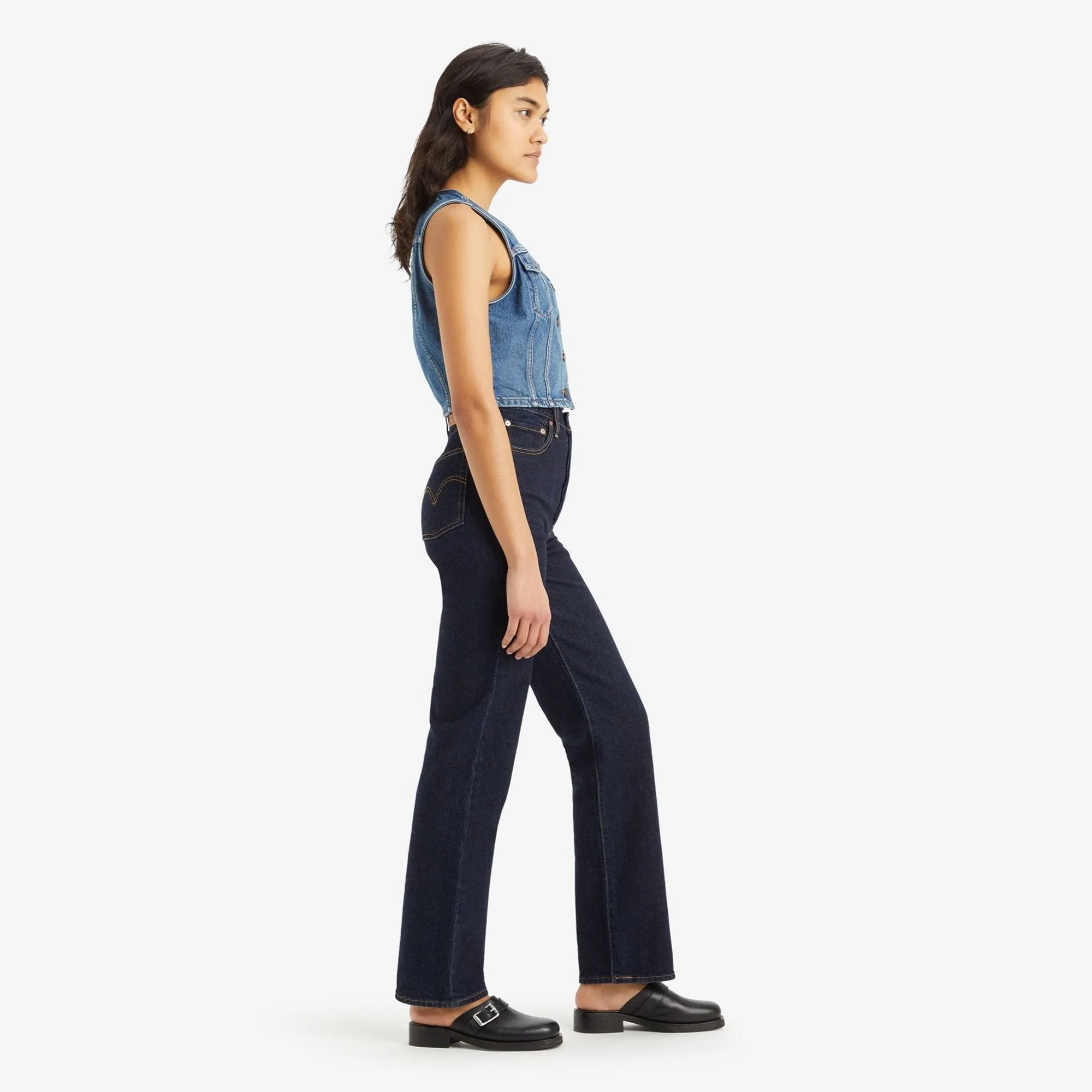 Levis Ribcage Full Length Jeans in Small Course Wash