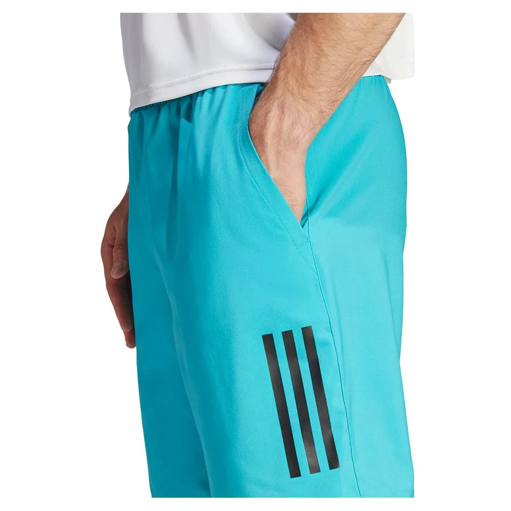 Men's Club 7 inch 3 Stripe Tennis Shorts Lucid Cyan