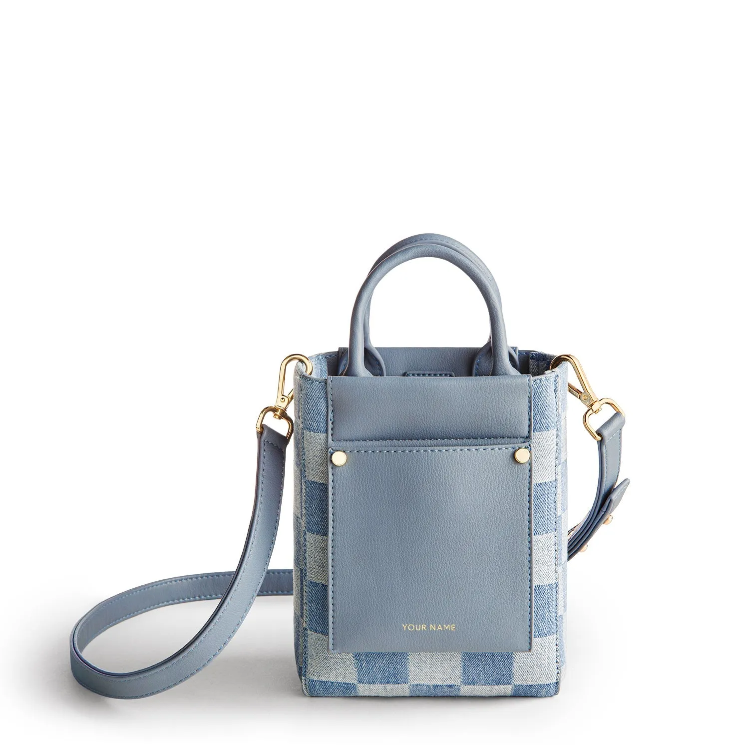 Nicola Mini Tote Denim - Checkered Blue