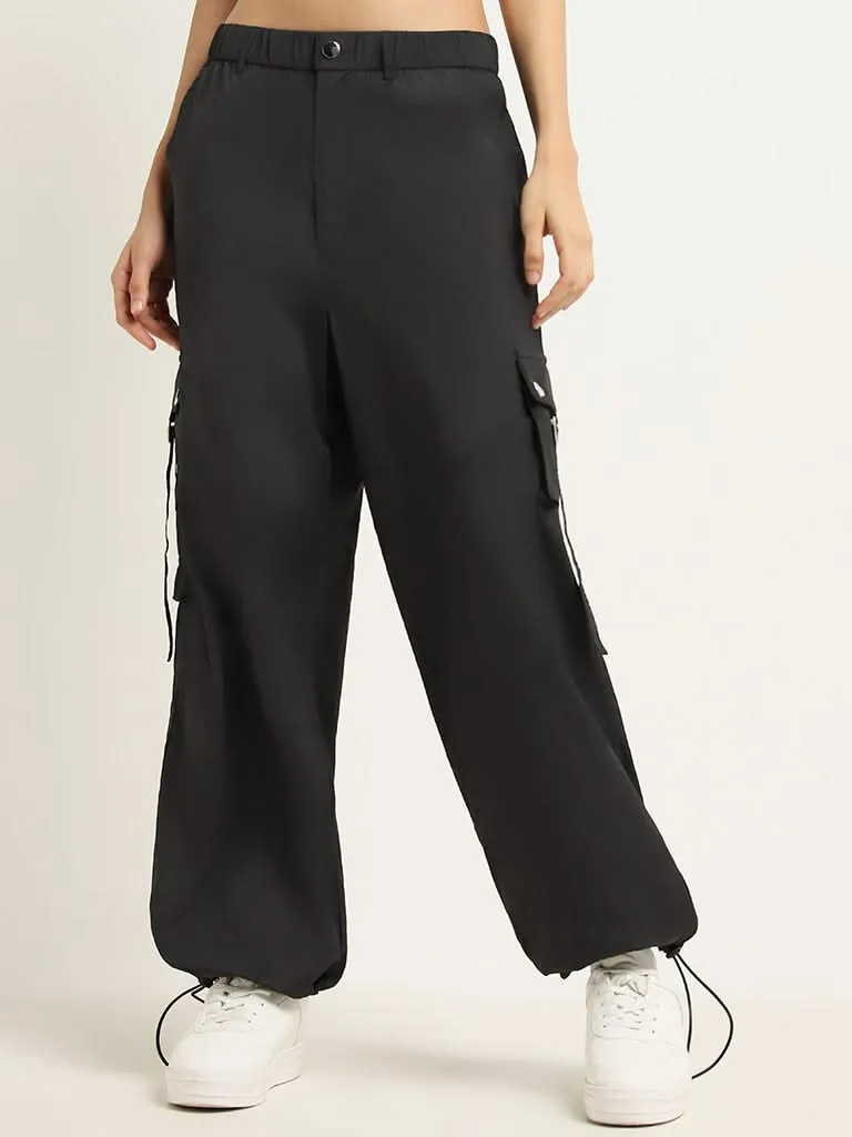 Nuon Plain Black Cargo Pants