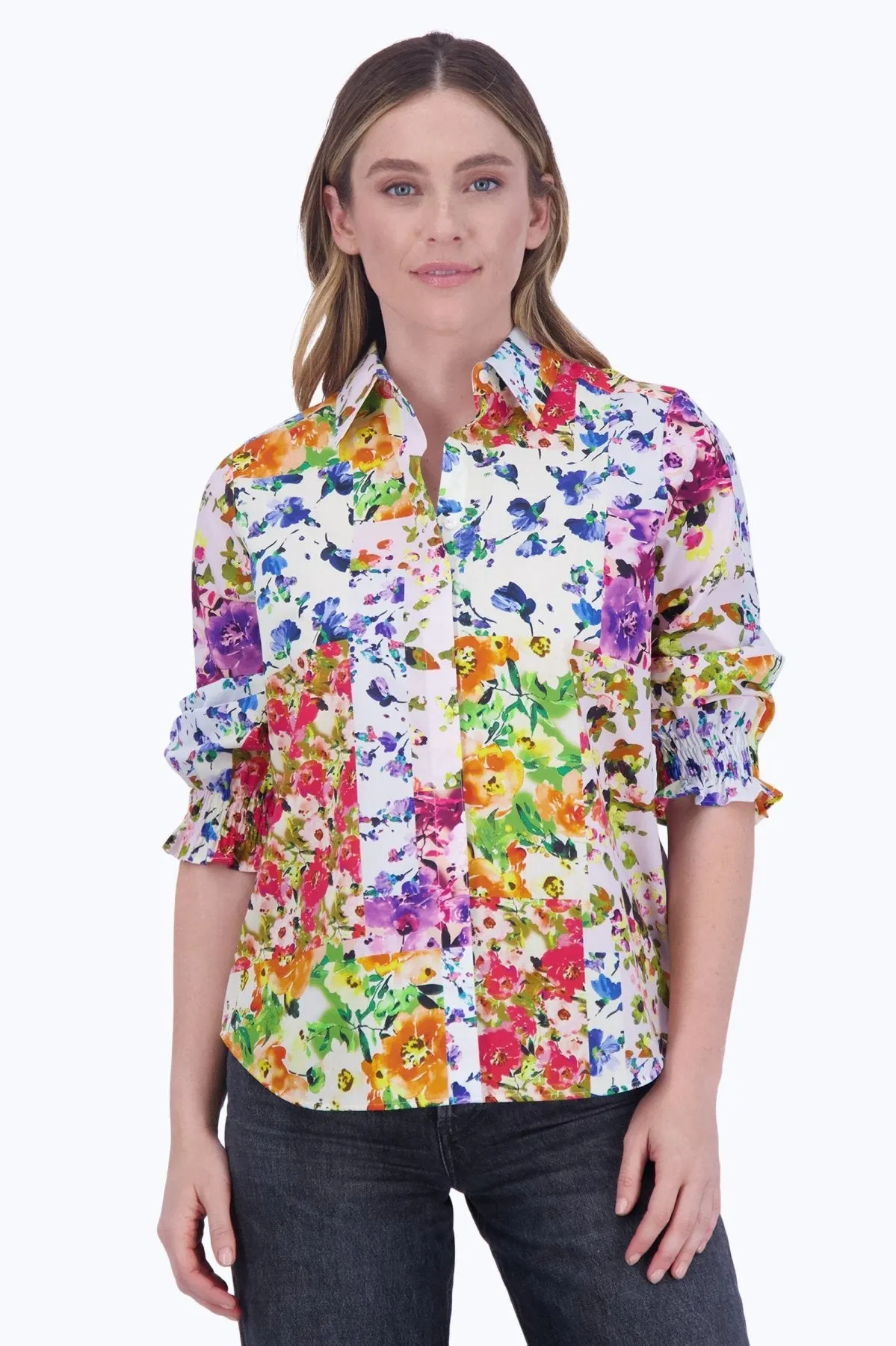 Olivia No Iron Floral Patchwork Shirt