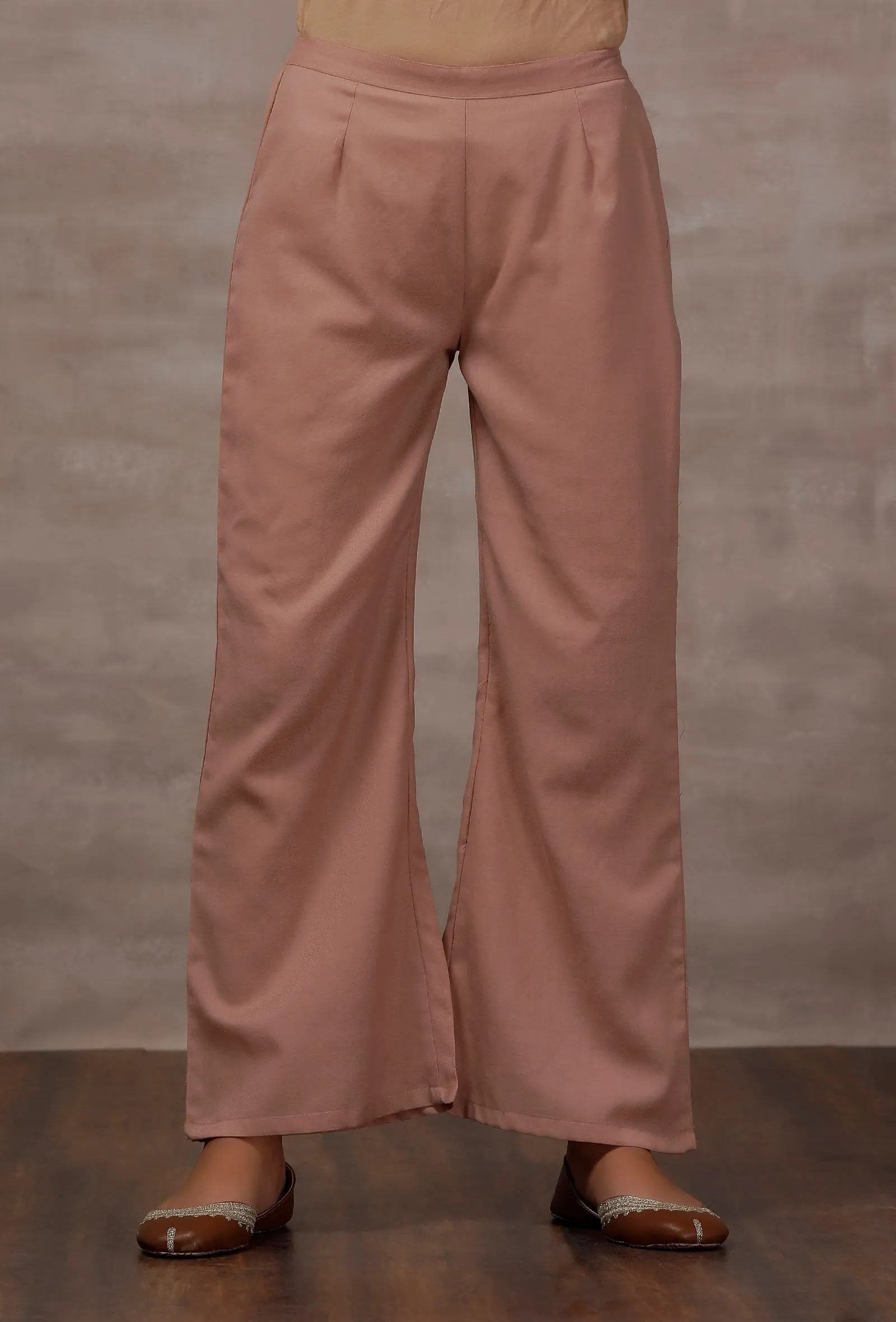 Pastel Pink Cashmilon Flared Pants