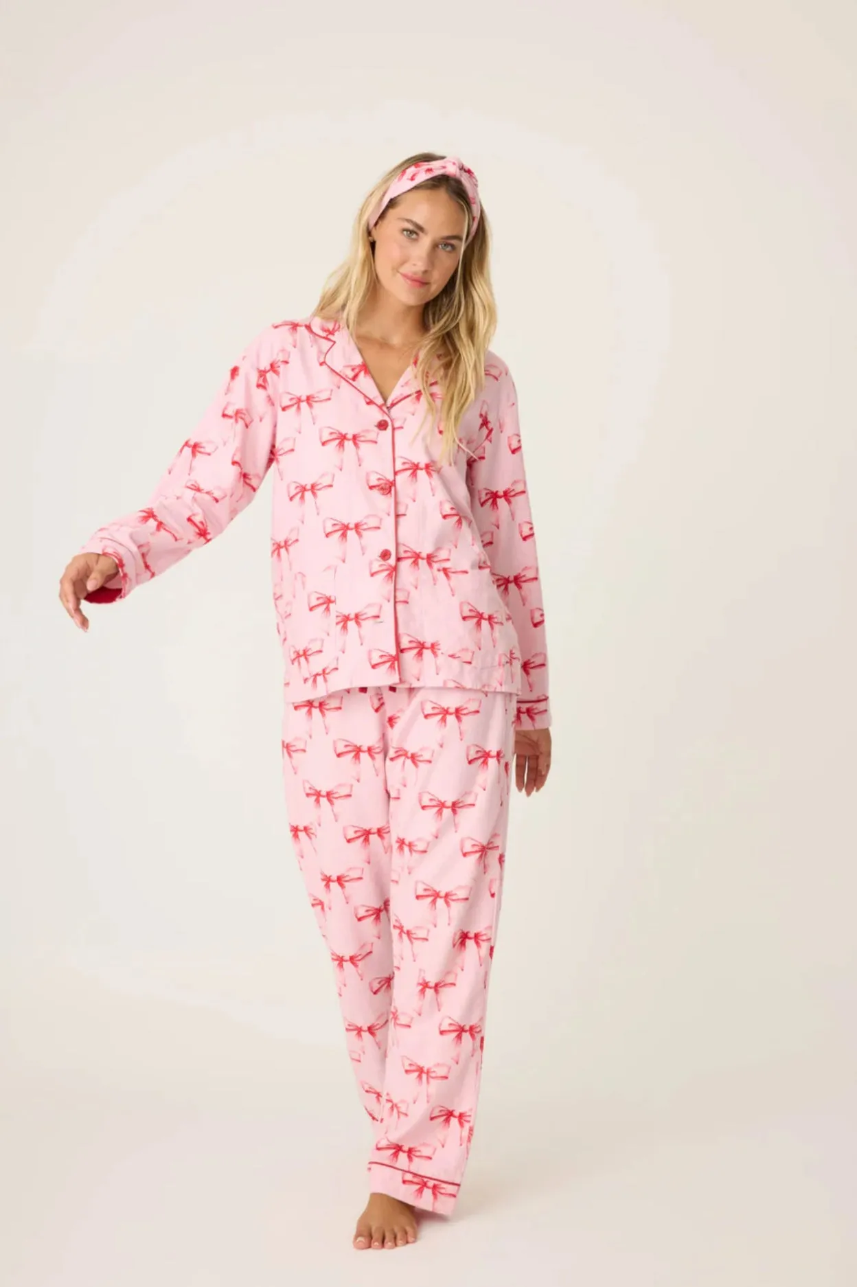 PJ Salvage Ribbons & Bows Flannel Pj Set