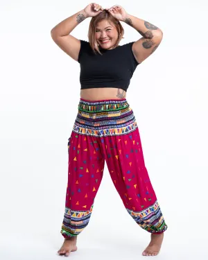 Plus Size Unisex Triangles Harem Pants in Pink