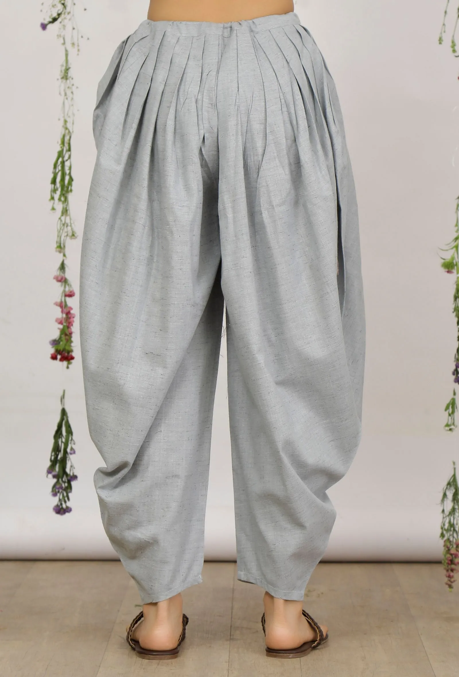 Powder Blue Cotton Khadi Dhoti Pants