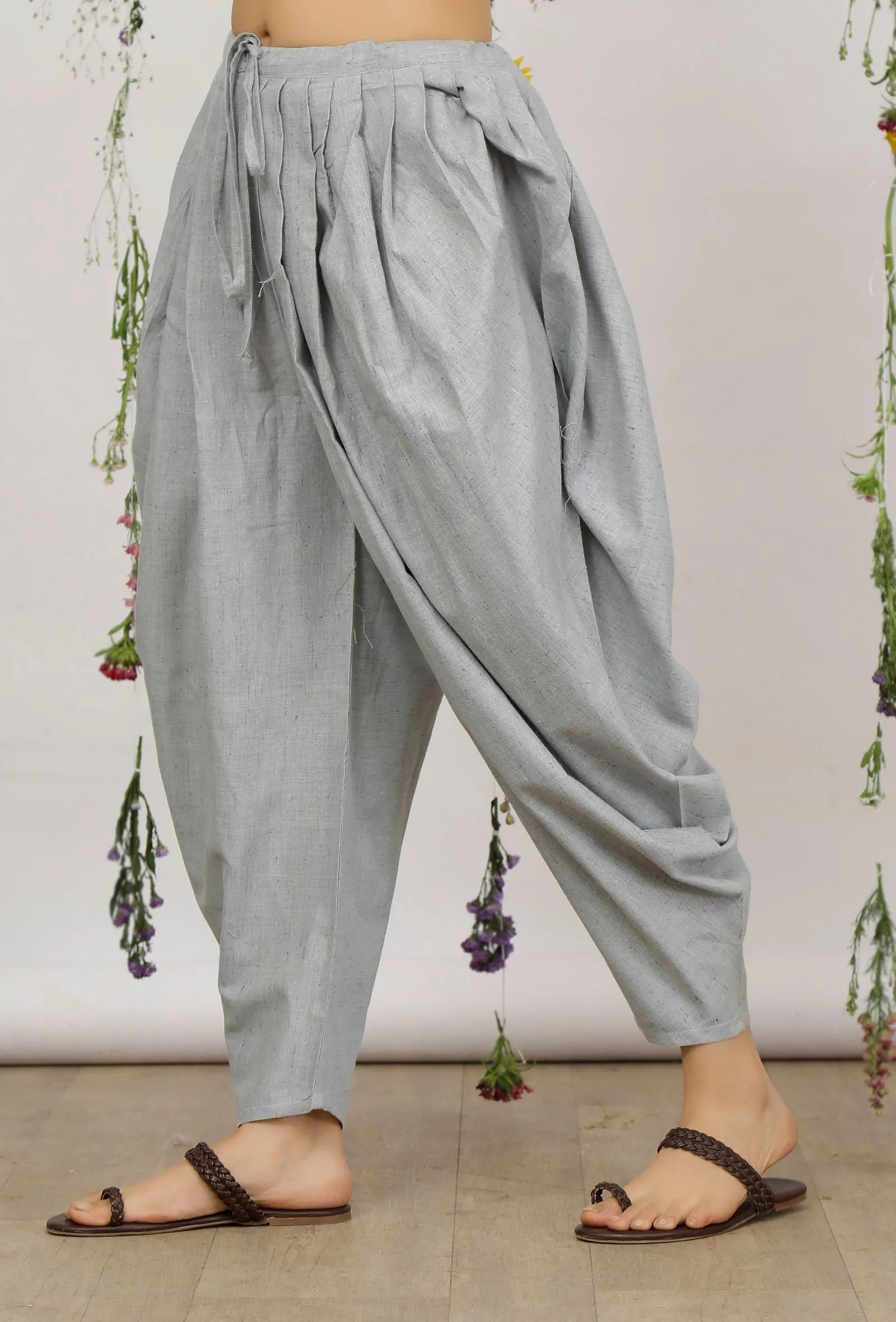 Powder Blue Cotton Khadi Dhoti Pants