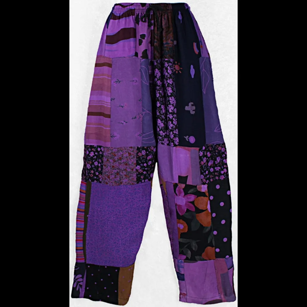 Purple Patchwork Long Pants