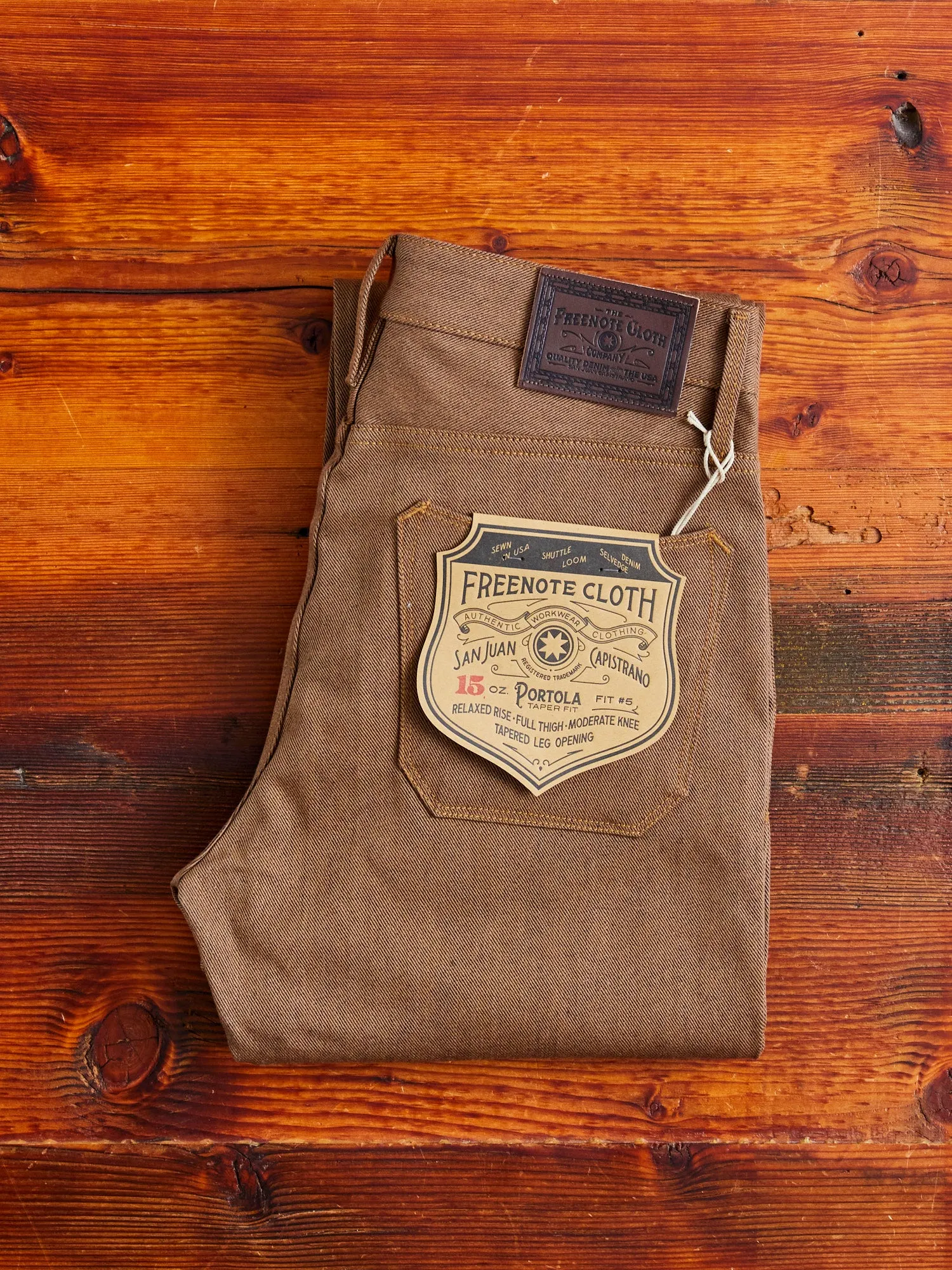 "Portola" 15oz Brown Selvedge Denim - Tapered Fit