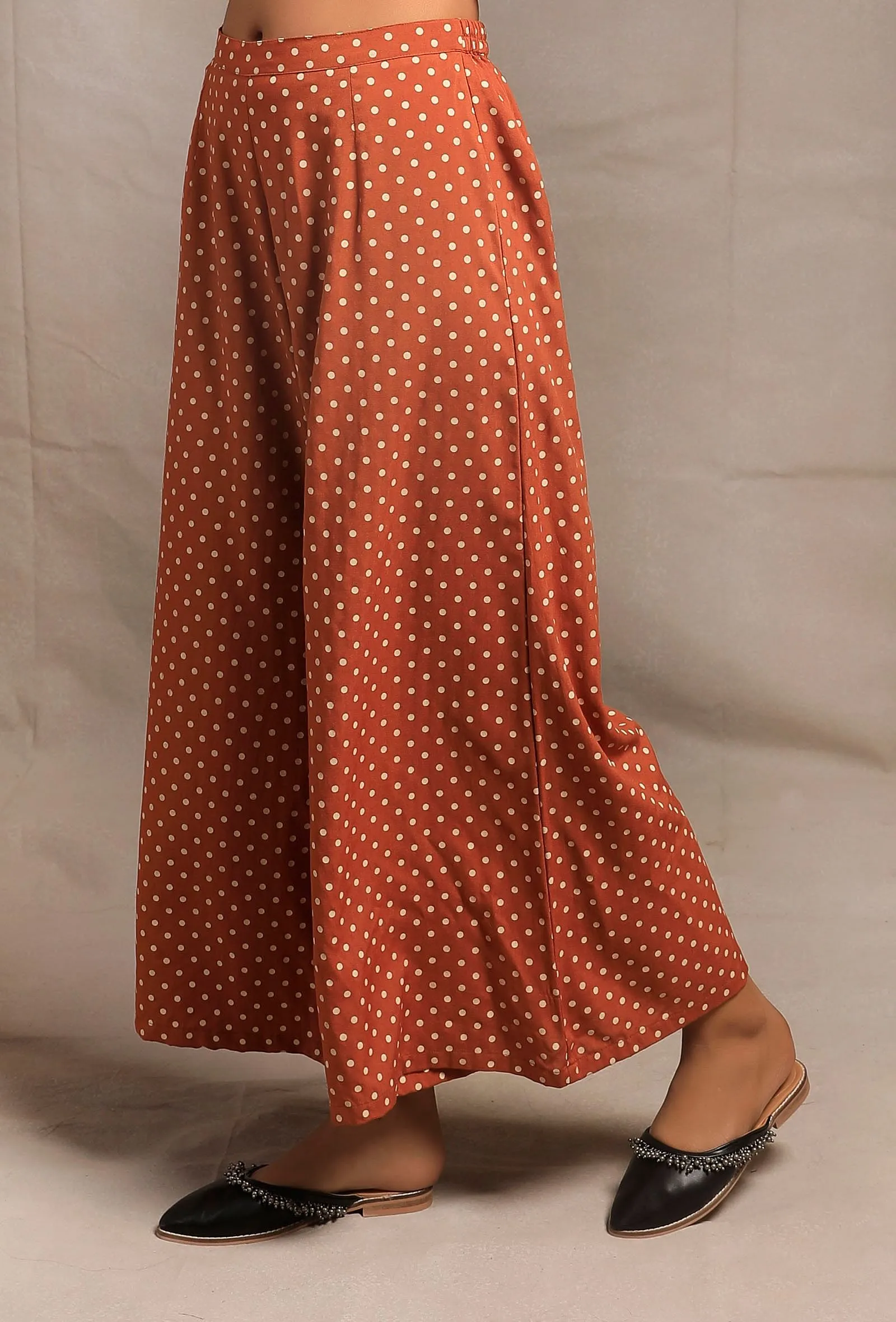 Rust Orange Hand Block Printed Palazzo Pants