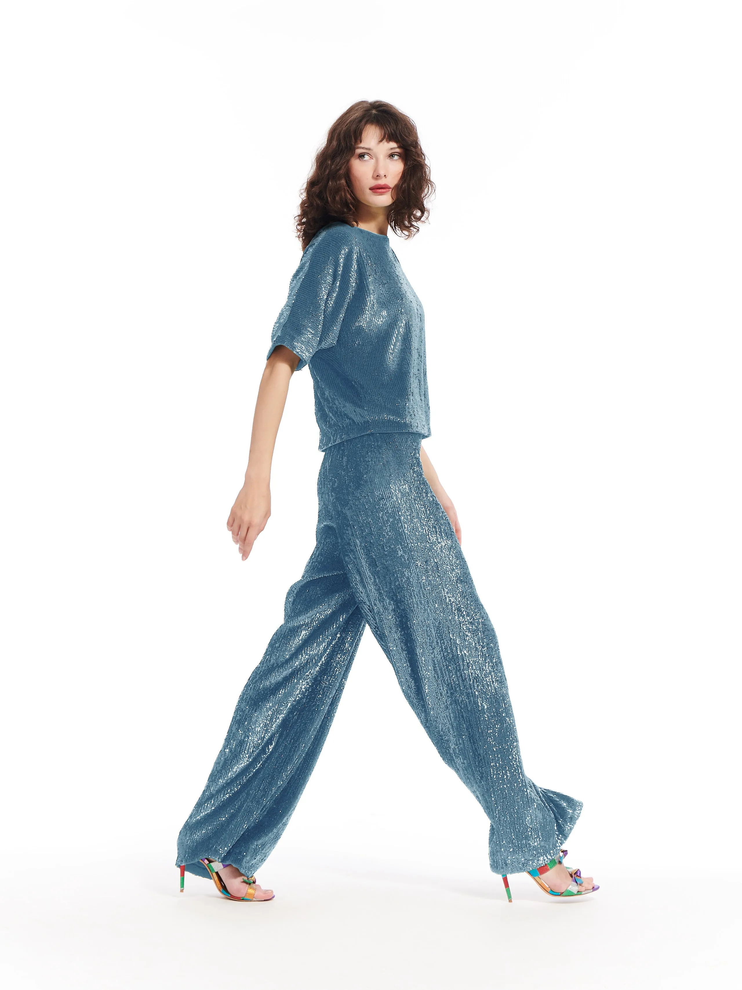 Sequin Full Palazzo Pant