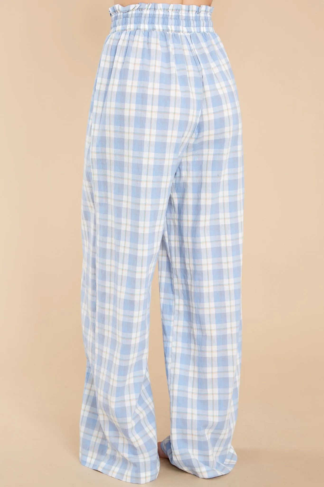 Snooze And Snuggle Blue Plaid Cotton Pajama Bottoms