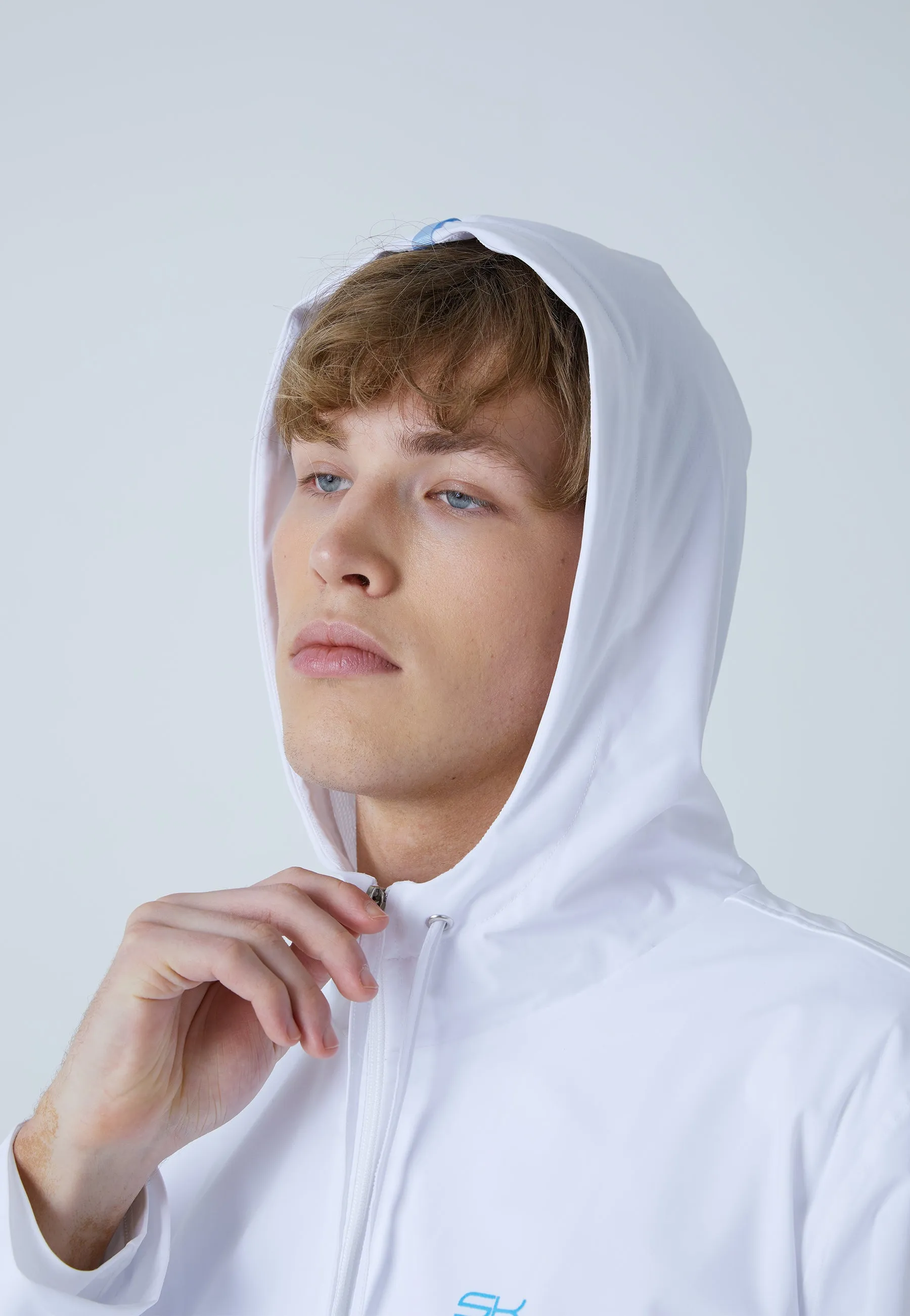 Tennis Woven Jacket with Hood, white