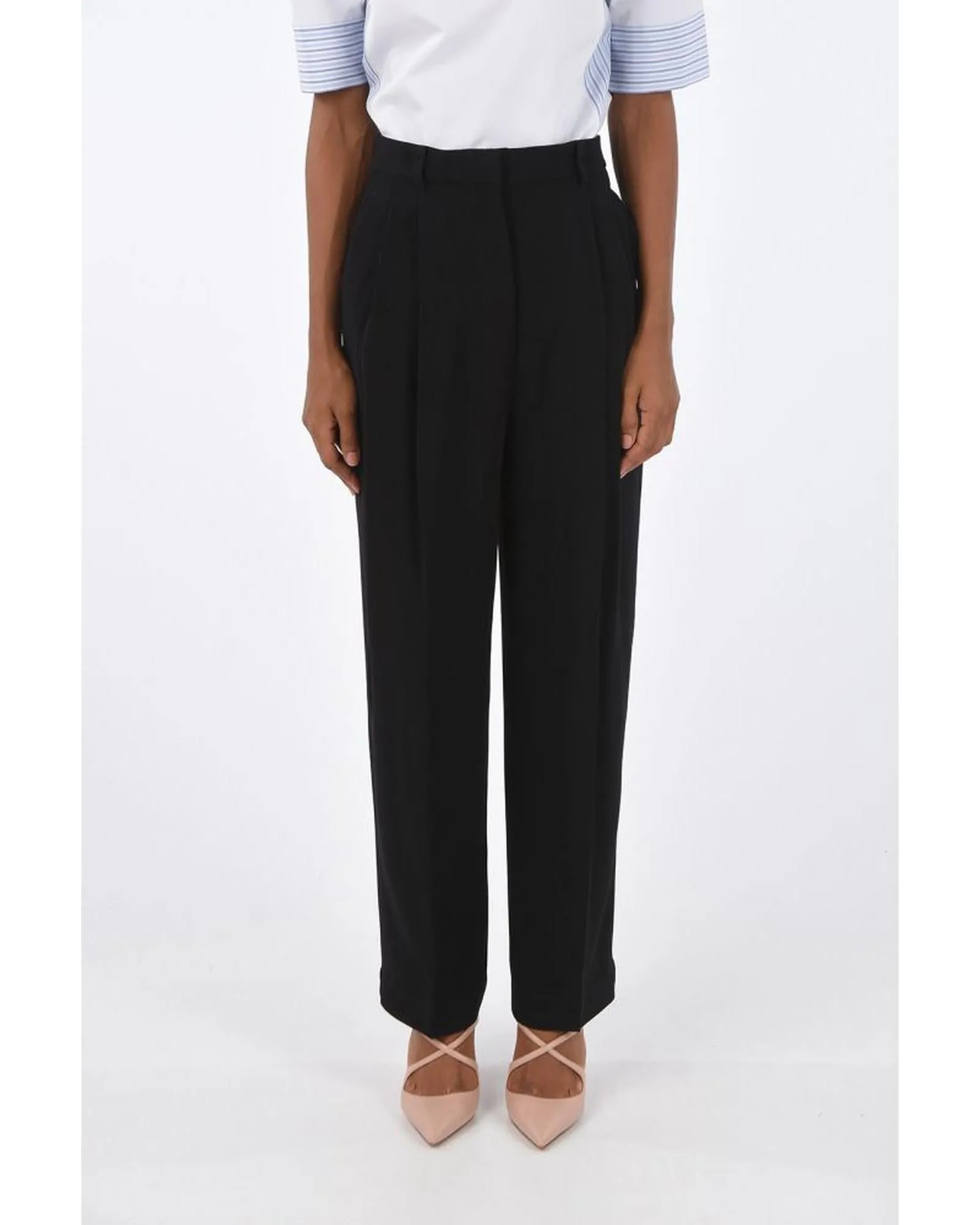 Tory Burch Miller Pleated Pants Black