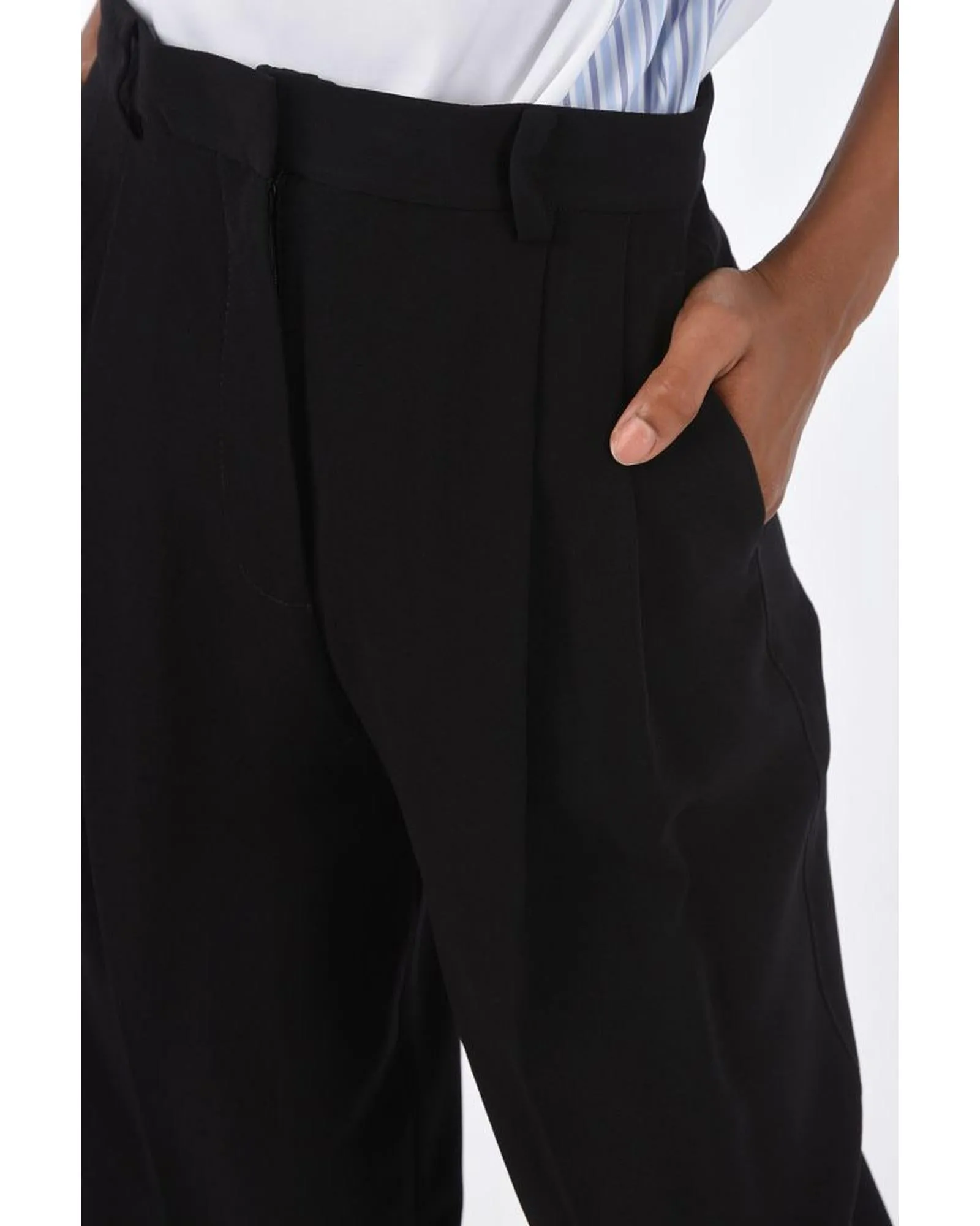 Tory Burch Miller Pleated Pants Black